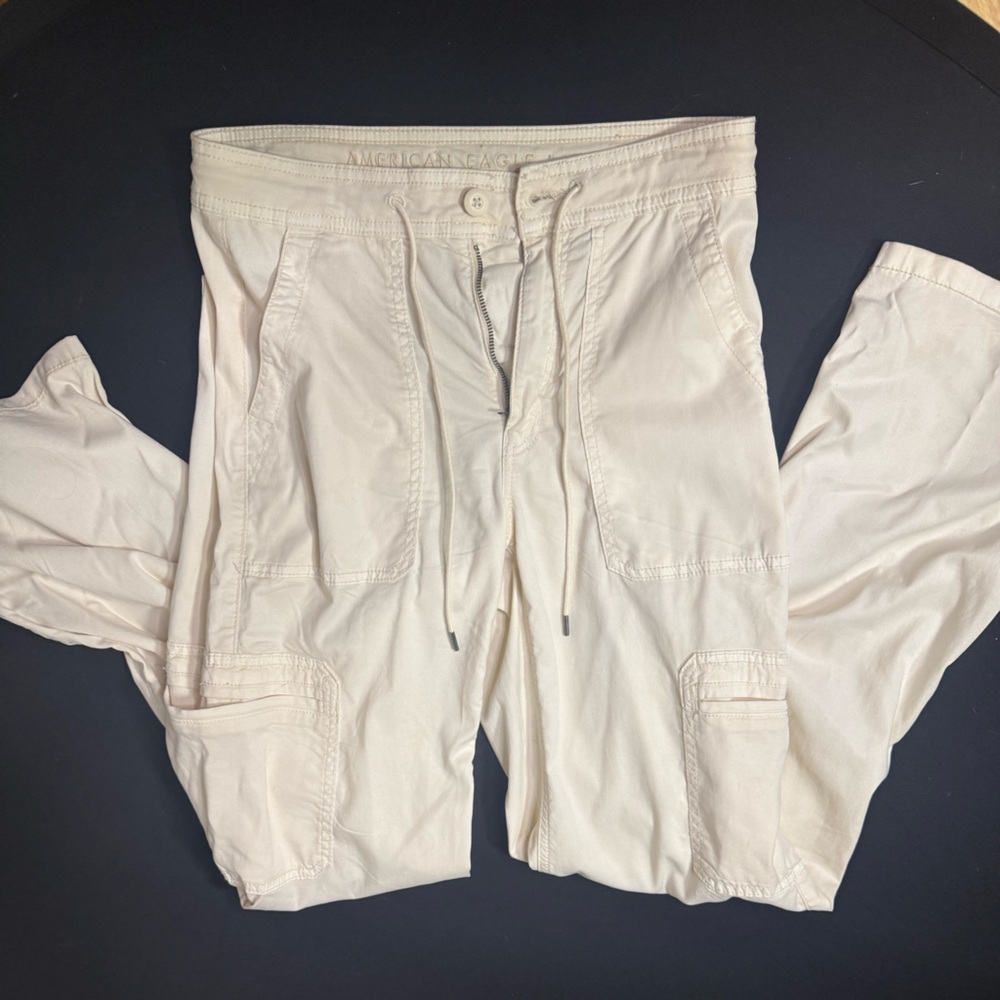 American Eagle Outfitters Cream Cargo Pants